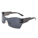 HW1010 - Futuristic Square Mirrored Flat Top Wrap Around Shield Wholesale Sunglasses