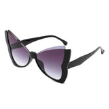 HS1401 - Oversized Winged Cat Eye Semi-Rimless Butterfly Wholesale Sunglasses