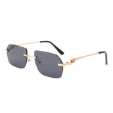 HJ2090 - Rimless Leopard Design Tinted Lens Square Wholesale Sunglasses