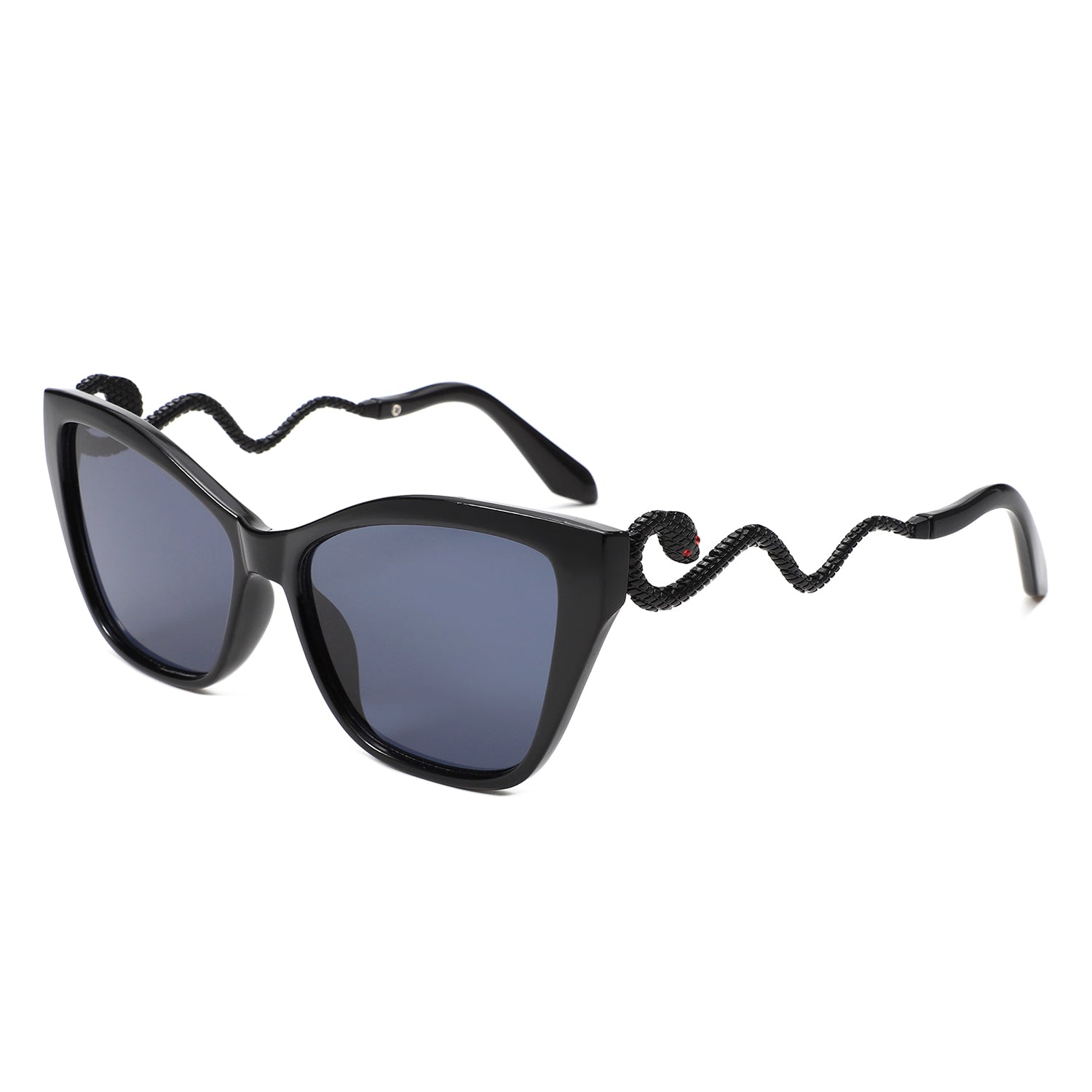 HS2207 - Oversized Square Cat-Eye Wavy Temples Sunglasses - Iris Fashion