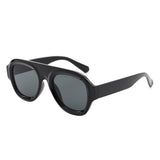 HS1406 - Bold Retro Aviator Shield Chunky Sunglasses - Iris Fashion