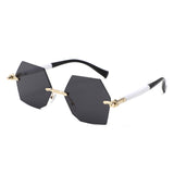 HJ2143 - Rimless Hexagon Gradient Gold-Temple Wholesale Sunglasses