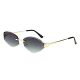 HJ2117 - Rimless Oval Slim Gold Temple Fashion Wholesale Sunglasses