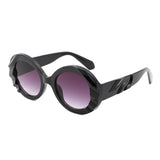 HS1314 - Women Round Sculpted Fashion Chunky Oval Wholesale Sunglasses