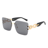 HJ3035 - Square Chain-Link Luxurious Oversize Rimless Wholesale Sunglasses