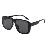 HS1405 - Oversized Flat Top Square Sunglasses - Iris Fashion