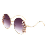 HJ2124 - Round Oversized Luxurious Crystal Fashion Wholesale Sunglasses