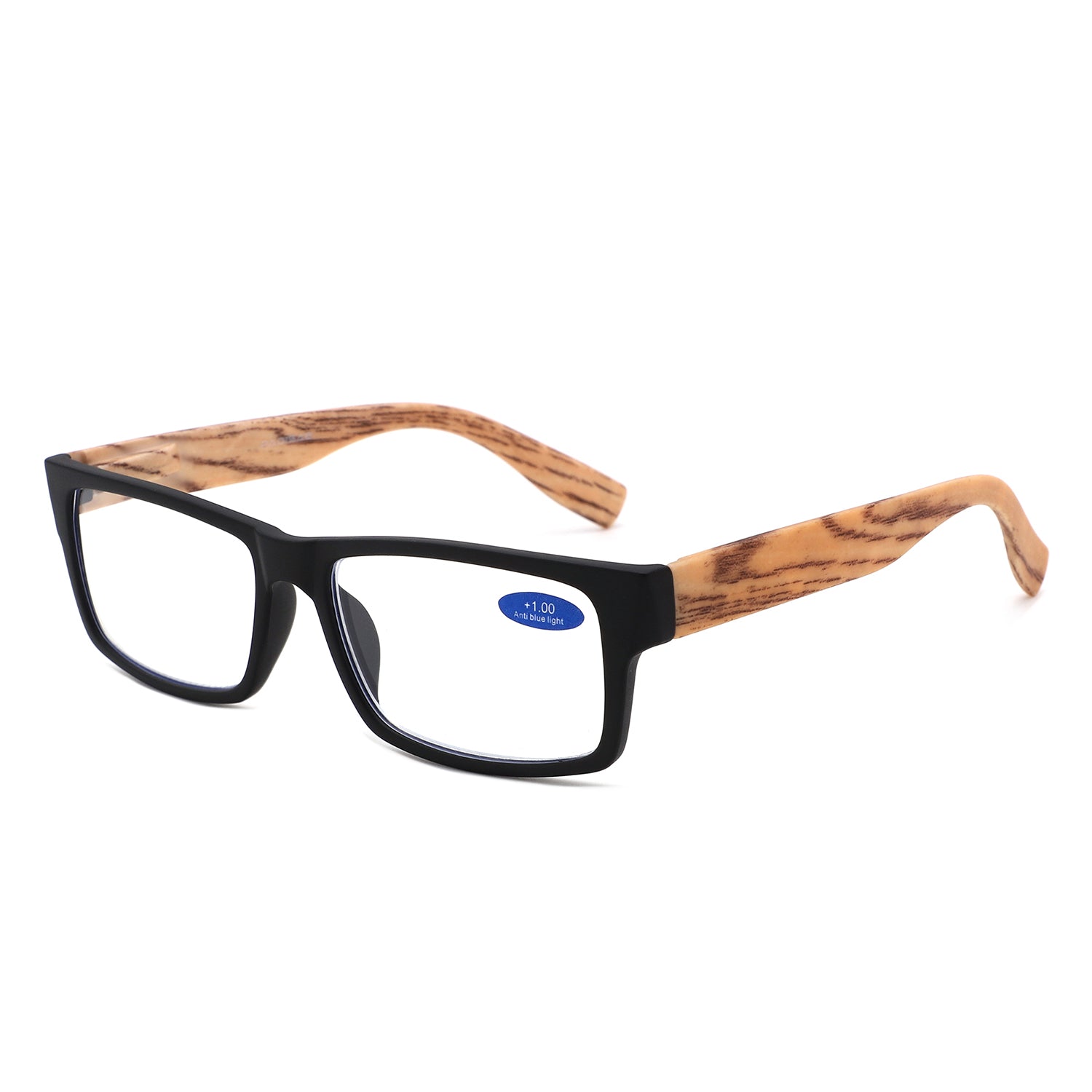 883 - Rectangle Woodgrain Temples Reading Glasses - Iris Fashion