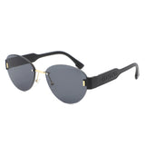 HJ2077 - Oval Rimless Tinted Chic Round Fashion Women Wholesale Sunglasses