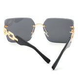 HJ3035 - Square Chain-Link Luxurious Oversize Rimless Wholesale Sunglasses
