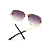 HJ2116 - Rimless Luxurious Square Jeweled Temple Fashion Sunglasses