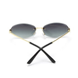 HJ2117 - Rimless Oval Slim Gold Temple Fashion Wholesale Sunglasses