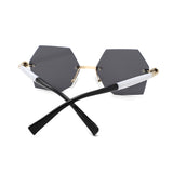 HJ2143 - Rimless Hexagon Gradient Gold-Temple Wholesale Sunglasses