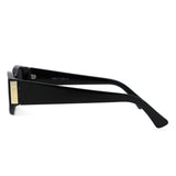 S1266 - Slim Narrow Rectangle Gold Accent Fashion Sunglasses - Iris Fashion