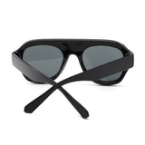 HS1406 - Bold Retro Aviator Shield Chunky Sunglasses - Iris Fashion