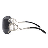HW2072 - Women Oversized Rimless Shield Fashion Sunglasses