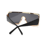 HJ2111 - Oversized Flat Top Stud Trim Shield Wholesale Sunglasses