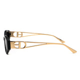 S2144 - Slim Cat Eye Gold Metal Fashion Women Sunglasses - Iris Fashion