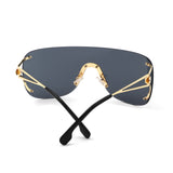 HW2071 - Oversize Rimless Shield Wraparound Flat Top Wholesale Sunglasses