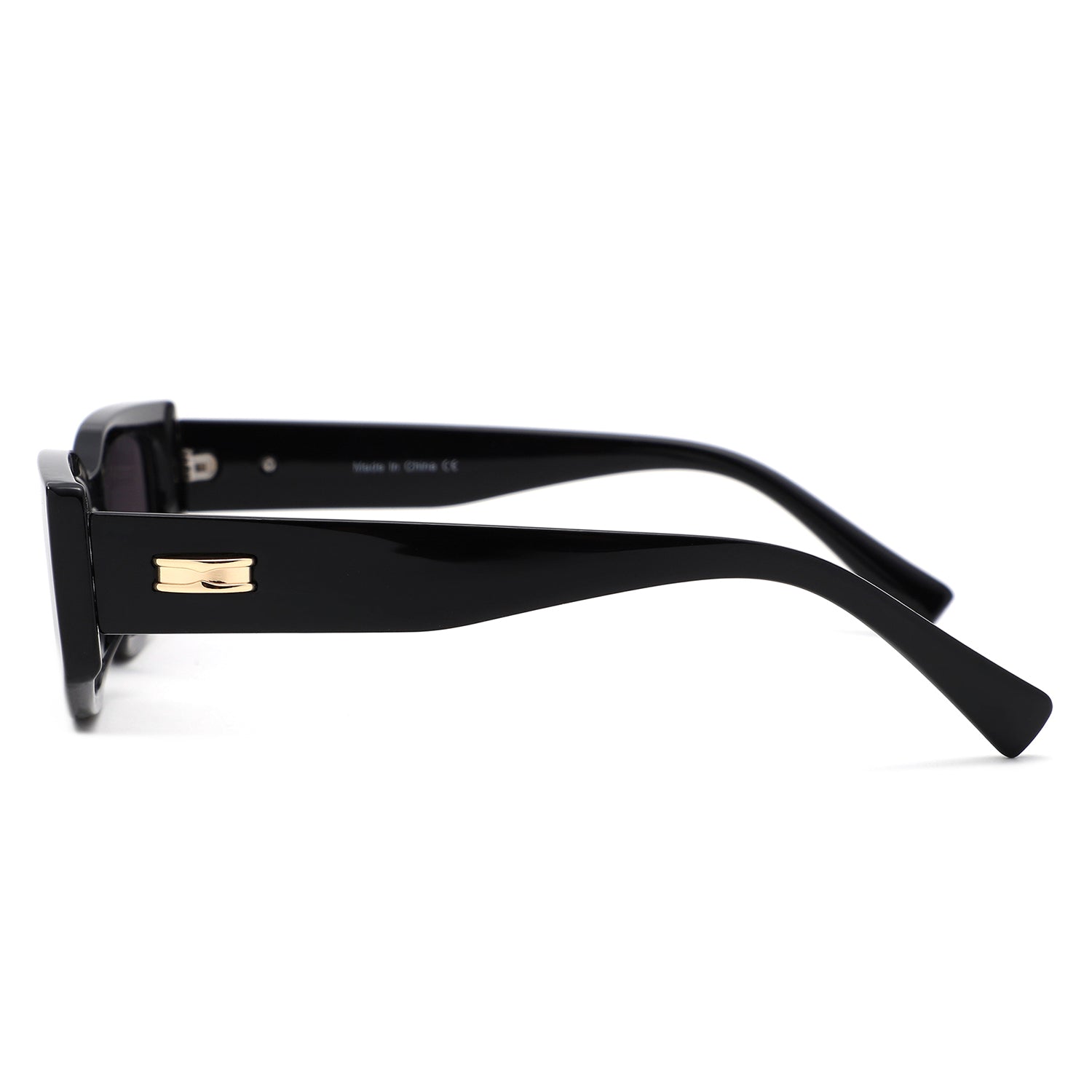 S1267 - Rectangle Wide Gold Accent Wrap Sunglasses - Iris Fashion