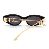 S2144 - Slim Cat Eye Gold Metal Fashion Women Sunglasses - Iris Fashion