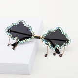 HJ2095 - Rimless Cloud Shape Hanging Charms Wholesale Sunglasses