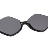 HS1421 - Geometric Semi-Rimless Polygon Sunglasses