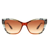 HS2207 - Oversized Square Cat-Eye Wavy Temples Sunglasses - Iris Fashion