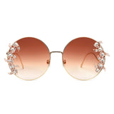 HJ2124 - Round Oversized Luxurious Crystal Fashion Wholesale Sunglasses