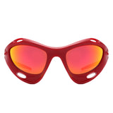 HS1241 - Geometric Wrap Around Chunky Square Sport Wholesale Sunglasses