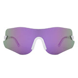 Y5003 - Rimless Ultralight Sport Shield Mirrored Wholesale Sunglasses