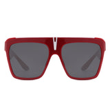 S2131 - Oversize Square Flat Top Large Fashion Women Wholesale Sunglasses