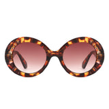 HS1314 - Women Round Sculpted Fashion Chunky Oval Wholesale Sunglasses