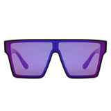 FS1005 - Oversize Bold Flat Top Shield Mirrored Wholesale Sunglasses