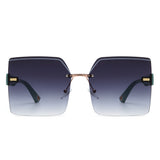 S2135 - Women Rimless Chic Fashion Square Tinted Wholesale Sunglasses