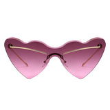 HJ2106 - Rimless Heart-Shaped Gradient Gold-Temple Wholesale Sunglasses