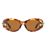 HS2186 - Women Round Chunky Sleek Oval Wholesale Sunglasses