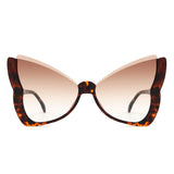 HS1401 - Oversized Winged Cat Eye Semi-Rimless Butterfly Wholesale Sunglasses