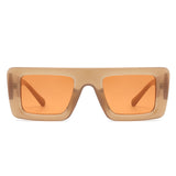 HS1280 - Square Retro Flat Top Thick Frame Two-Tone Wholesale Sunglasses