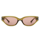 HS1391 - Bold Retro Oval Cat-Eye Rivet Wholesale Sunglasses