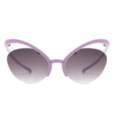 S1226 - Rimless Futuristic Oval Irregular Fashion Cat Eye Wholesale Sunglasses