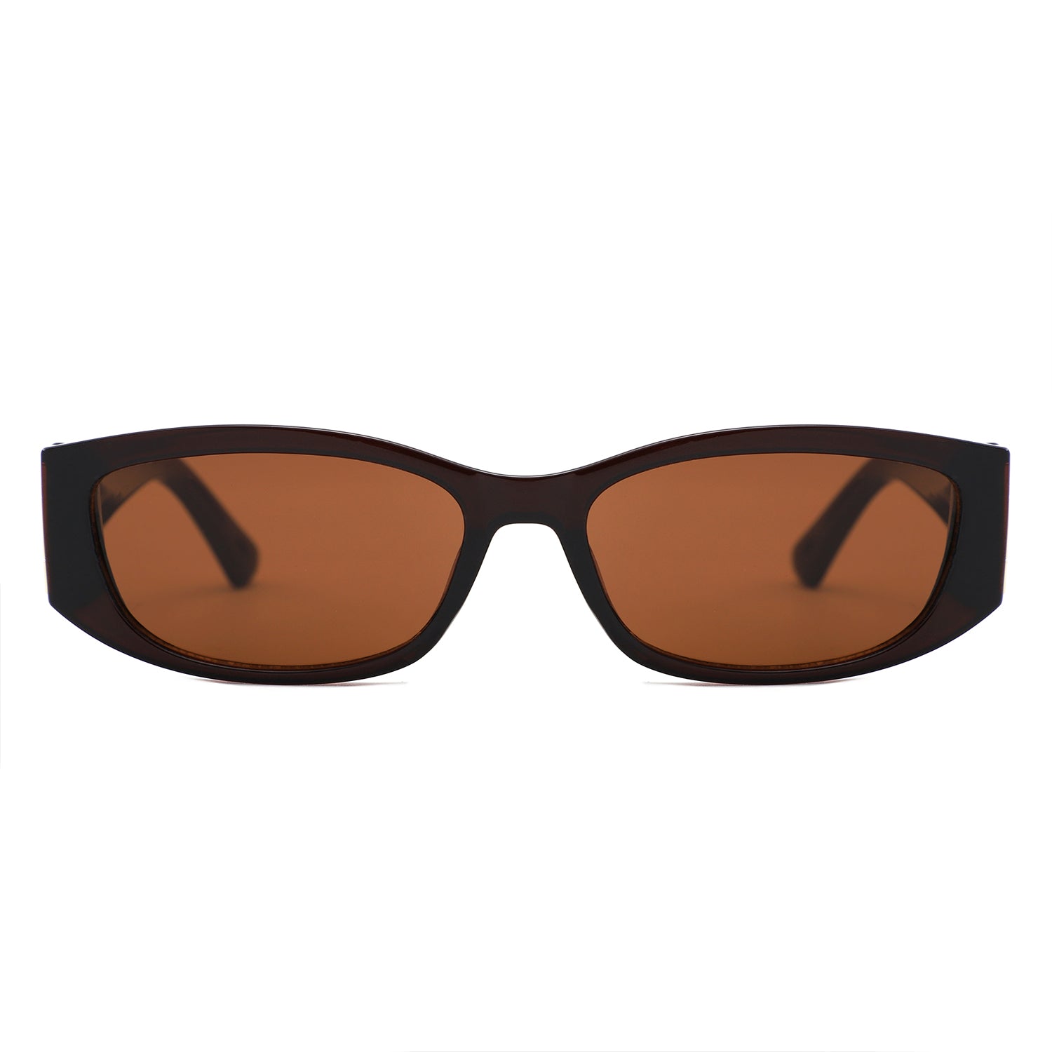 S1266 - Slim Narrow Rectangle Gold Accent Fashion Sunglasses - Iris Fashion