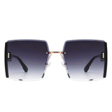 S2134 - Square Rimless Chic Fashion Oversize Women Wholesale Sunglasses