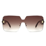 HS2198 - Oversize Rimless Fashion Shield Square Wholesale Sunglasses
