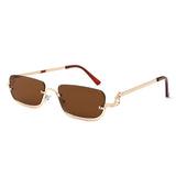 HJ2098 - Rectangle Retro Semi-Rimless Modern Tinted Wholesale Sunglasses