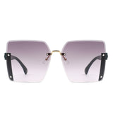 HW2066 - Rimless Fashion Square Flat Top Wholesale Sunglasses