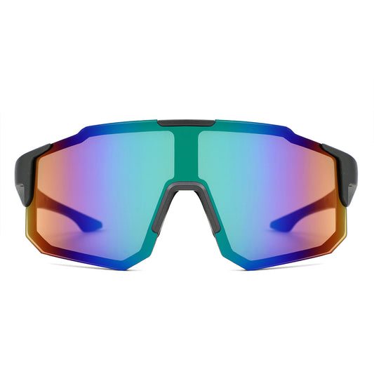 HY1023 - Oversized Sport Mirrored Shield Performance Sunglasses