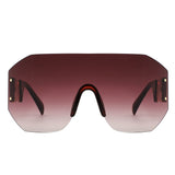 HW2065 - Rimless Oversize Retro Chunky Square Wholesale Sunglasses