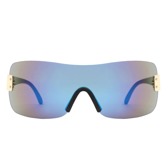 HS2183 - Rimless Square Fashion Mirrored Wholesale Sunglasses