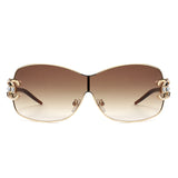 HJ2107 - Rimless Shield Crystal-Embellished Wholesale Sunglasses